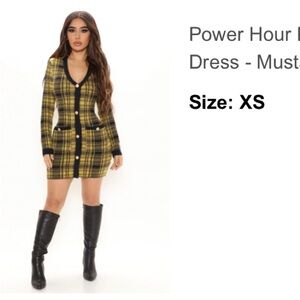 🚨5 for $20 Fashion Nova Power Hour Minidress Size XS Black & Yellow Plaid